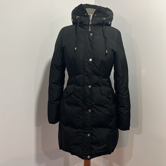 KATE SPADE Tapered Waist Puffer Jacket w/ detachable Faux Fur Trim Sz XS - Picture 12 of 14